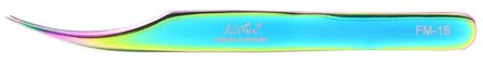 Funmix Kleurrijke Roestvrijstalen Pincet Wimper Extension Beauty Precisie Pincet regenboog FM-18