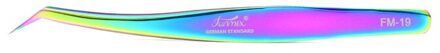 Funmix Kleurrijke Roestvrijstalen Pincet Wimper Extension Beauty Precisie Pincet regenboog FM-19