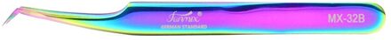 Funmix Kleurrijke Roestvrijstalen Pincet Wimper Extension Beauty Precisie Pincet regenboog FM-32B