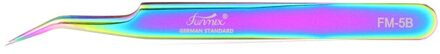 Funmix Kleurrijke Roestvrijstalen Pincet Wimper Extension Beauty Precisie Pincet regenboog FM-5B