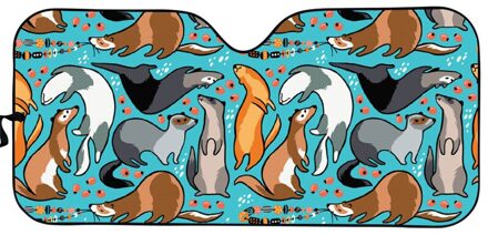 Funny Animal Zomer Auto Zonnescherm Groen Fret Print Universele Zonnescherm Voor Auto Accessoires Zonnescherm Covers L4825HC