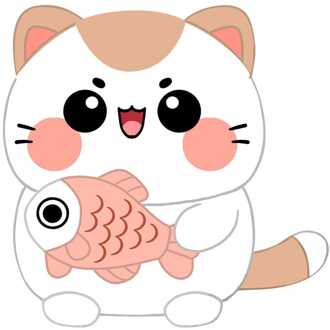 Funny Cat Plush Figure Cat with Fish 25 cm