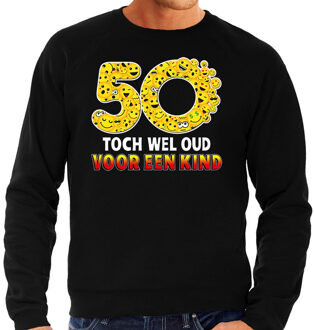 Funny emoticon sweater 50 Toch wel oud voor een kind zwart heren XL (54)