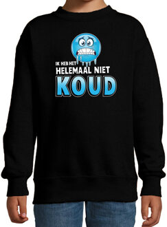 Funny emoticon sweater Helemaal niet KOUD zwart kids 3-4 jaar (98/104)