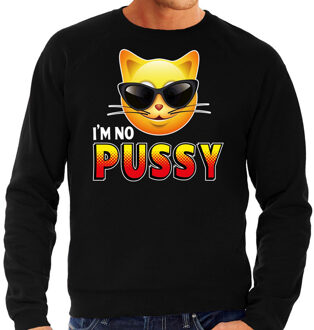 Funny emoticon sweater I am no pussy zwart heren XL (54)