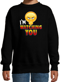 Funny emoticon sweater I am watching you zwart kids 14-15 jaar (170/176)