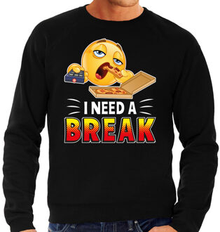 Funny emoticon sweater I need a break zwart heren M (50)