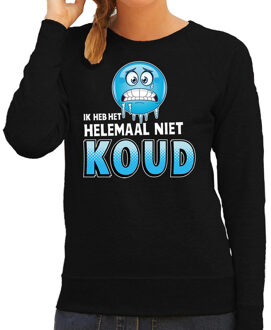 Funny emoticon sweater Ik heb het helemaal niet koud zwart dames L