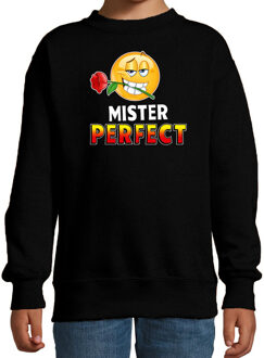 Funny emoticon sweater Mister perfect zwart kids 12-13 jaar (152/164)