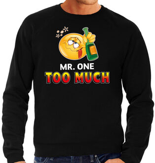 Funny emoticon sweater Mr. one too much zwart heren S (48)