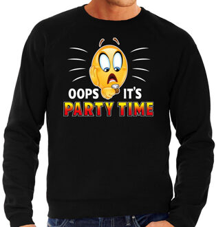 Funny emoticon sweater Oops its party time zwart heren M (50)