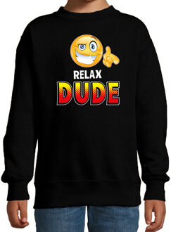 Funny emoticon sweater Relax dude zwart kids 5-6 jaar (110/116)