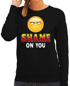 Funny emoticon sweater Shame on you zwart dames XS