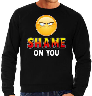 Funny emoticon sweater Shame on you zwart heren L (52)