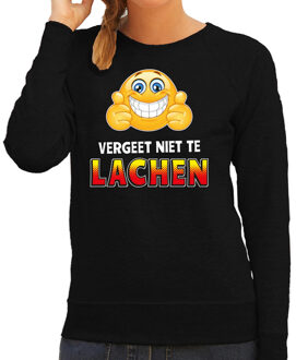 Funny emoticon sweater Vergeet niet te lachen zwart dames XS