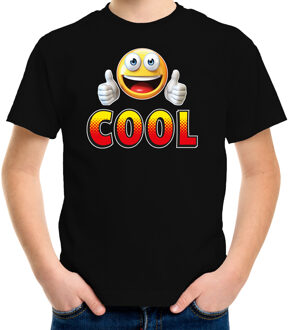 Funny emoticon t-shirt cool zwart voor kids XS (110-116)