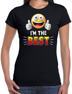 Funny emoticon t-shirt i am the best zwart voor dames 2XL