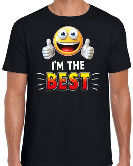 Funny emoticon t-shirt i am the best zwart voor heren S