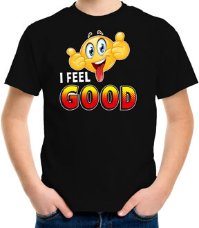 Funny emoticon t-shirt I feel good zwart kids L (146-152)