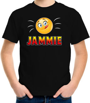 Funny emoticon t-shirt jammie zwart voor kids XL (158-164)
