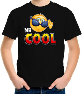 Funny emoticon t-shirt Mr.Cool zwart kids M (134-140)