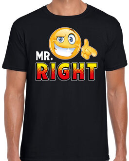 Funny emoticon t-shirt mr. right zwart voor heren S