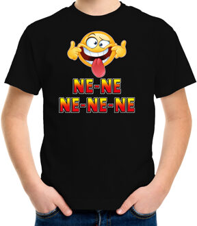 Funny emoticon t-shirt ne-ne-ne-ne-ne zwart voor kids XS (110-116)