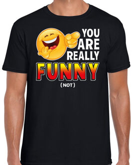 Funny emoticon t-shirt you are really funny not zwart voor heren M