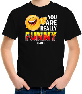 Funny emoticon t-shirt you are really funny not zwart voor kids S (122-128)