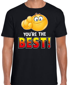 Funny emoticon t-shirt you are the best zwart voor heren S