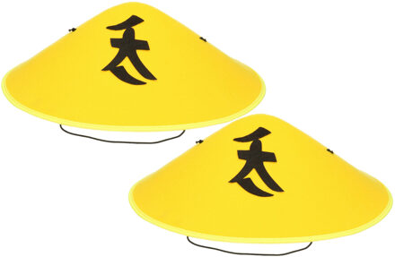 Funny Fashion 2x Chinese Aziatische hoed geel verkleed accessoire