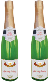 Funny Fashion 2x - Opblaasbare champagne fles - Fun/fop/party/oud jaar/Bruiloft - versiering/decoratie - 76 cm - Opbla Groen