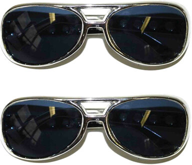 Funny Fashion 2x Stuks Party/verkleed brillen - metallic zilver
