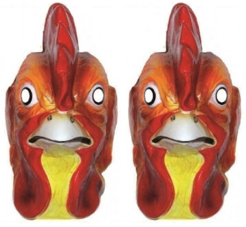 Funny Fashion 2x stuks plastic hanen/kippen dieren maskers voor volwassenen