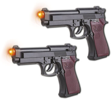 Funny Fashion 2x stuks verkleed speelgoed wapens pistool van kunststof - Politie/soldaten thema