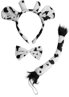 Funny Fashion 3-delige koeien verkleedset - voor volwassenen - Dierenpak accessoires Multi