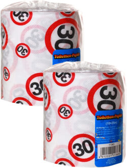 Funny Fashion 30 jaar verjaardag cadeau - 3x - wc/toiletpapier - 25m - feestartikelen - verkeersborden funny print