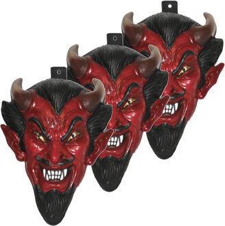 Funny Fashion 3x stuks plastic duivel wand/muur versiering masker