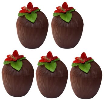Funny Fashion 5x Kokosnoot drinkbekers hawaii 12 x 10 cm 250 ml