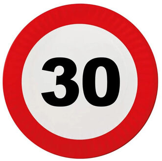 Funny Fashion 8x Wegwerpbordjes 30 jaar verjaardag 23 cm - Feestbordjes Multikleur