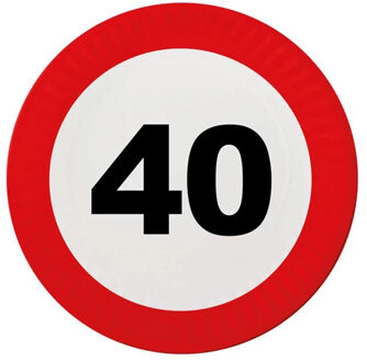 Funny Fashion 8x Wegwerpbordjes 40 jaar verjaardag 23 cm - Feestbordjes Multikleur