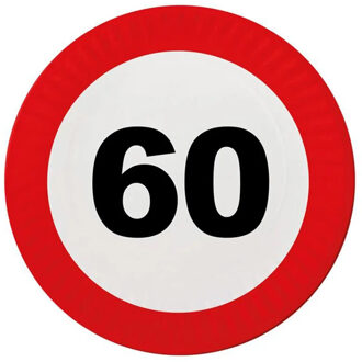 Funny Fashion 8x Wegwerpbordjes 60 jaar verjaardag 23 cm - Feestbordjes Multikleur