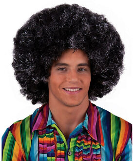 Funny Fashion Afro pruik zilver/zwart