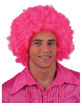 Funny Fashion Afropruik - knalroze - volwassenen - Disco/Party - Neon - Pride