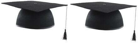 Funny Fashion Afstudeer doctoraal hoedje geslaagd - 4x stuks - zwart - volwassenen - Examen diploma uitreiking fee