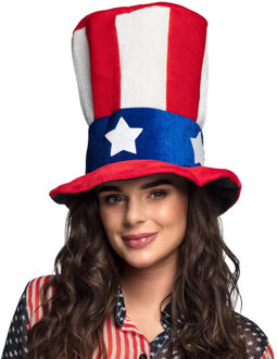 Funny Fashion Amerikaanse hoed Uncle Sam - vlag kleuren - one size - voor volwassenen - USA