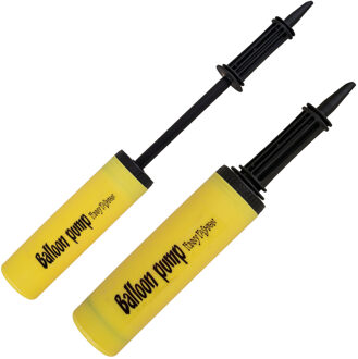 Funny Fashion Ballonnen opblaaspomp Double Action met opzetstuk - kunststof - 29 cm - geel