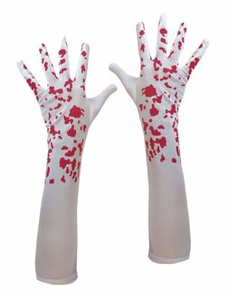 Funny Fashion Bebloede handschoenen - voor dames - met bloed spetters - one size Multi
