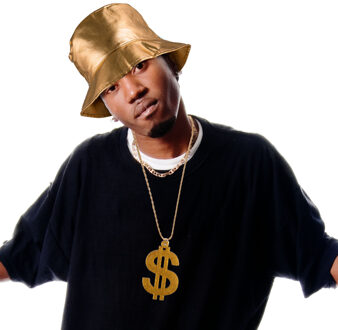 Funny Fashion Bekende rapper Cool Dogg verkleedset - dollar ketting/gouden pet - voor volwassenen Goudkleurig