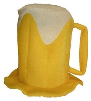 Funny Fashion Bierpul hoed verkleedaccessoire voor volwassenen - Pilsener/bierglas hoedje Geel